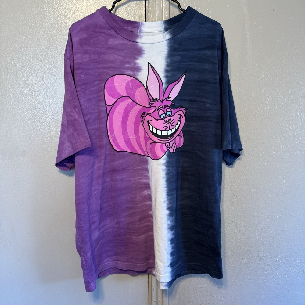 Disney Parks Cheshire Cat Adult XL Tye-Dye Alice In Wonderland Easter Graphic T